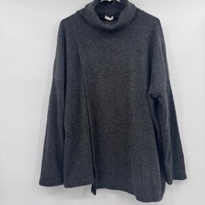 Simple Suzanne Betro Sweater Women 1X Gray Turtleneck Long Sleeve Knit Wrap